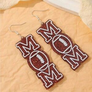Football MOM Glitter Earrings